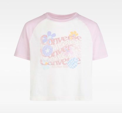 Picture of Girls Converse Floral Graphic Boxy Junior T Shirt Egret
