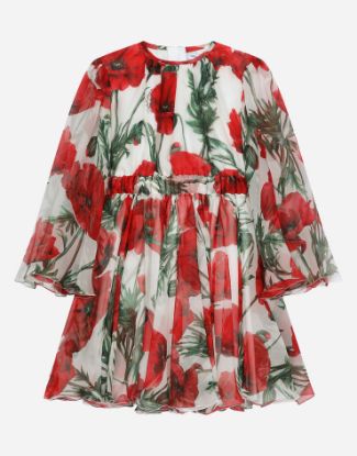 Picture of Poppy-print chiffon midi dress