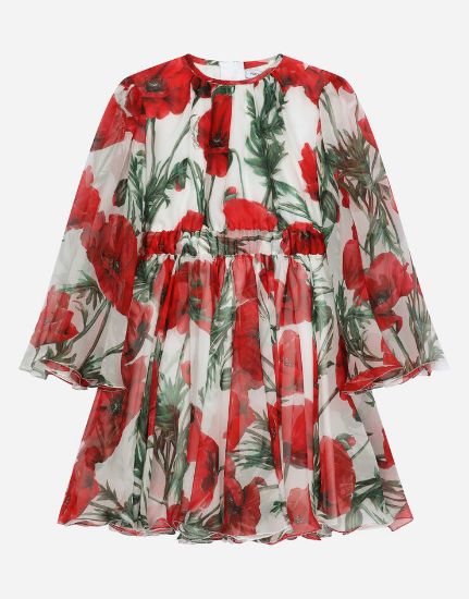 Picture of Poppy-print chiffon midi dress