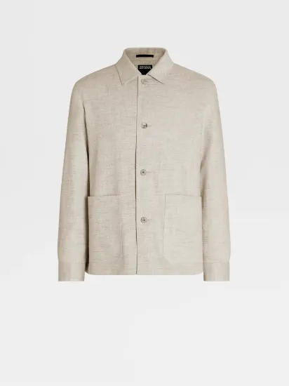 Picture of OFF WHITE SILK AND LINEN BLEND CHORE JACKET