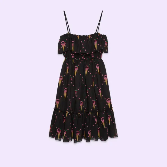 Picture of Cotton dress with Gucci ice cream print