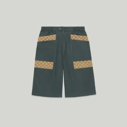 Picture of Cotton canvas bermuda short with GG inserts