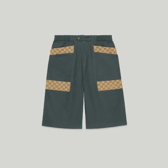 Picture of Cotton canvas bermuda short with GG inserts