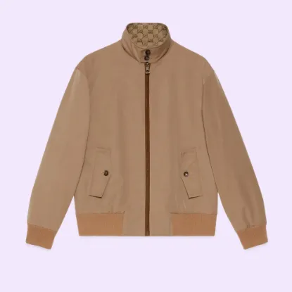 Picture of Leather and GG canvas reversible jacket