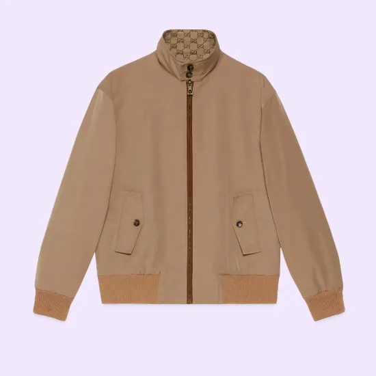 Picture of Leather and GG canvas reversible jacket